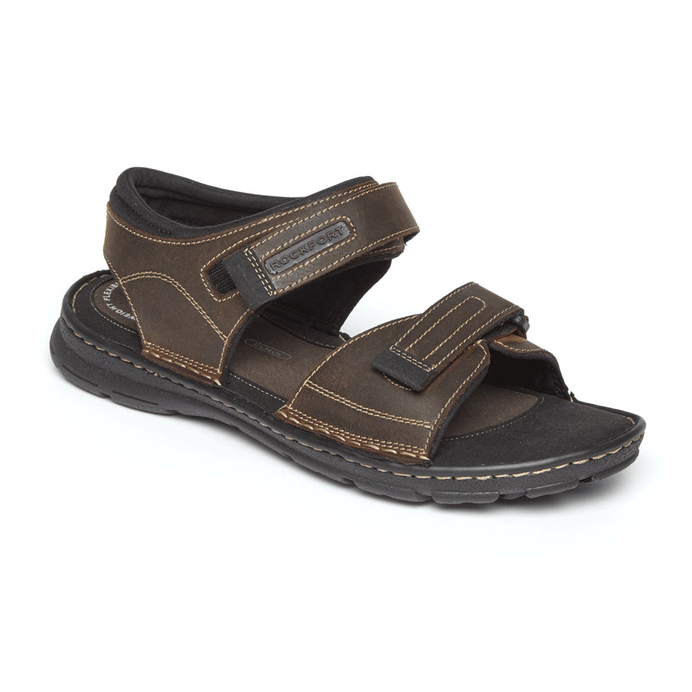 Rockport Mens Darwyn Quarter Strap - Sandals Brown - AJF095384